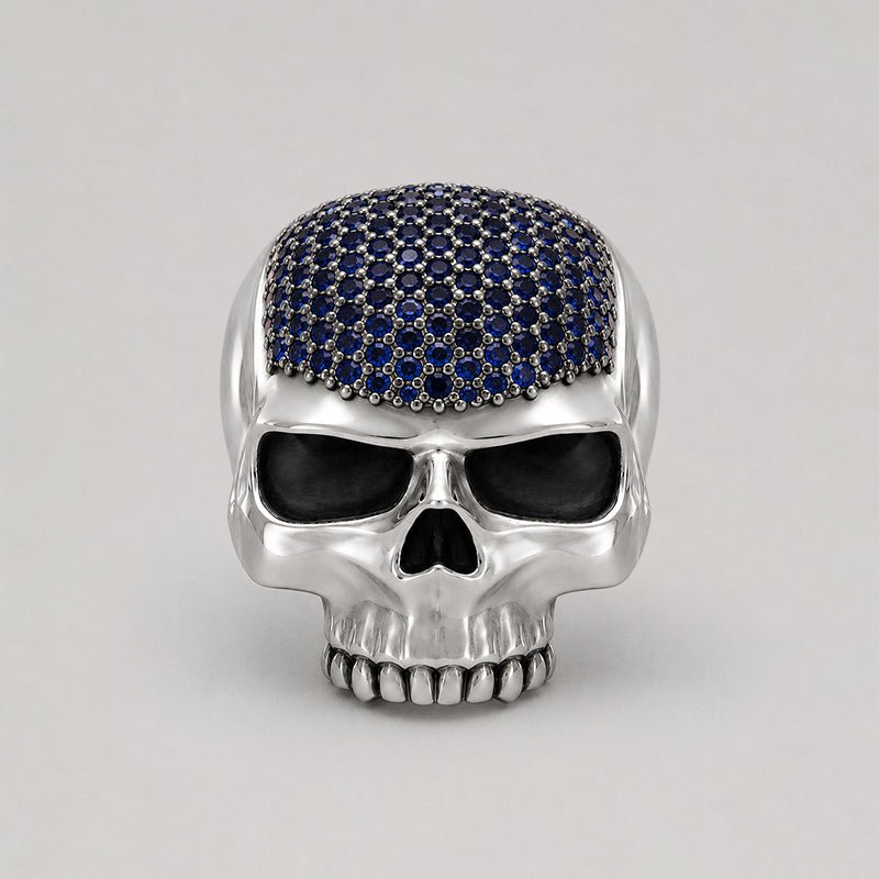 Ántrax Skull Ring - Pavé Blue Sapphire Edition | Solid Sterling Silver - BeckonJewel