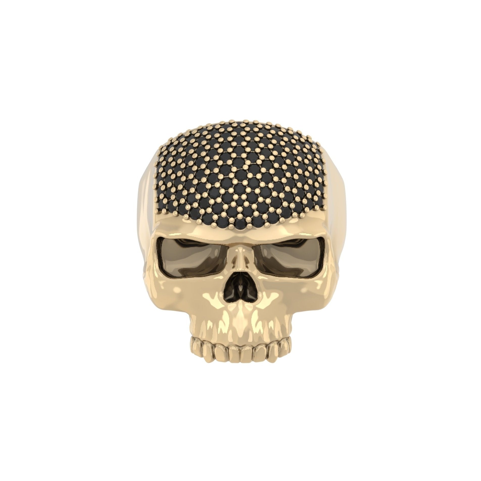 Ántrax Skull Ring – Pavé Onyx Edition | 9ct Yellow Gold - BeckonJewel