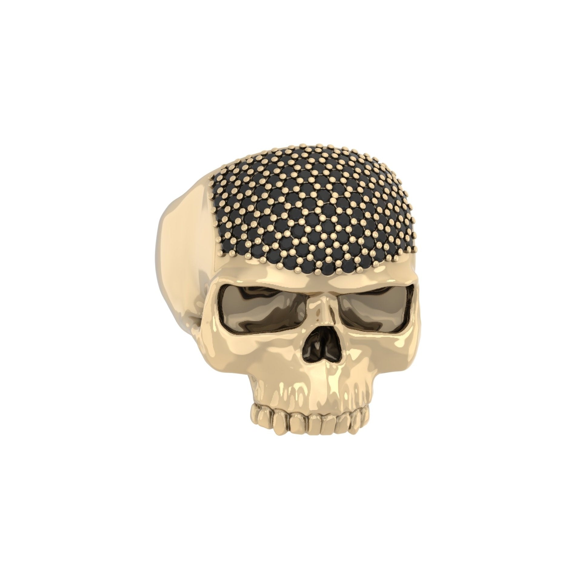 Ántrax Skull Ring – Pavé Onyx Edition | 9ct Yellow Gold - BeckonJewel