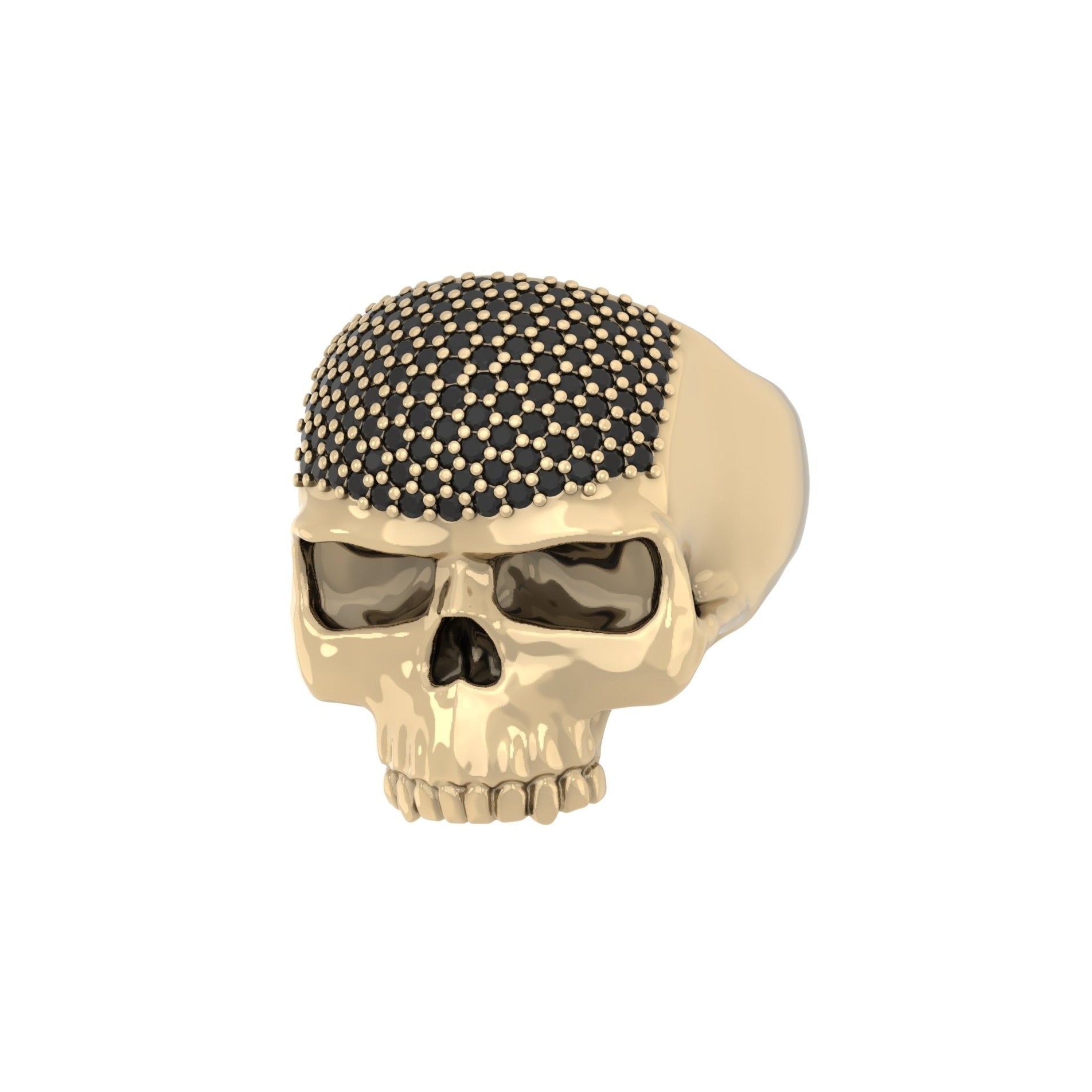 Ántrax Skull Ring – Pavé Onyx Edition | 9ct Yellow Gold - BeckonJewel