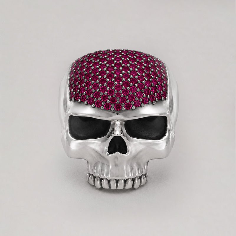 Ántrax Skull Ring – Pavé Ruby Edition | Solid Sterling Silver - BeckonJewel