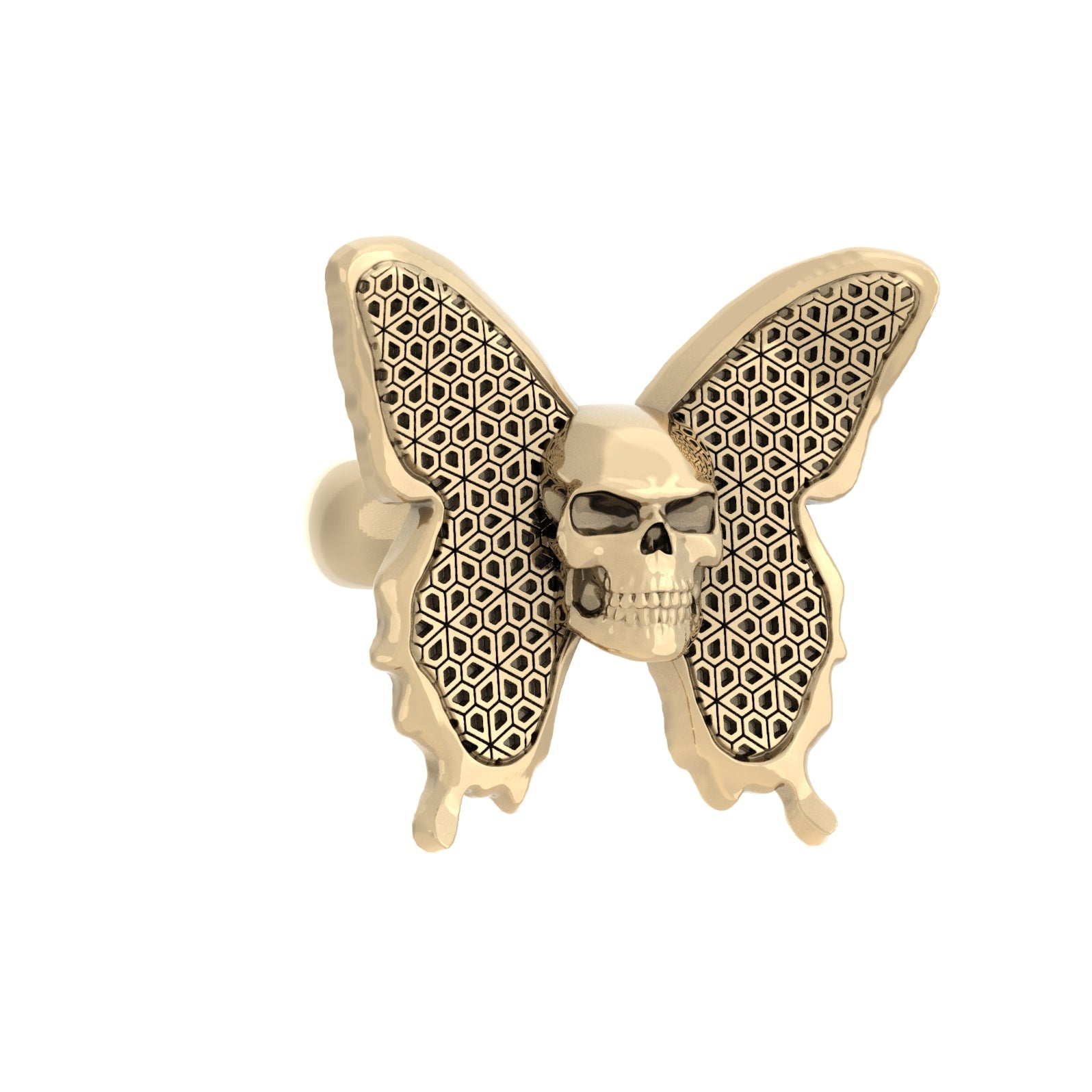 Butterfly Skull Ring | 9ct Gold - BeckonJewel