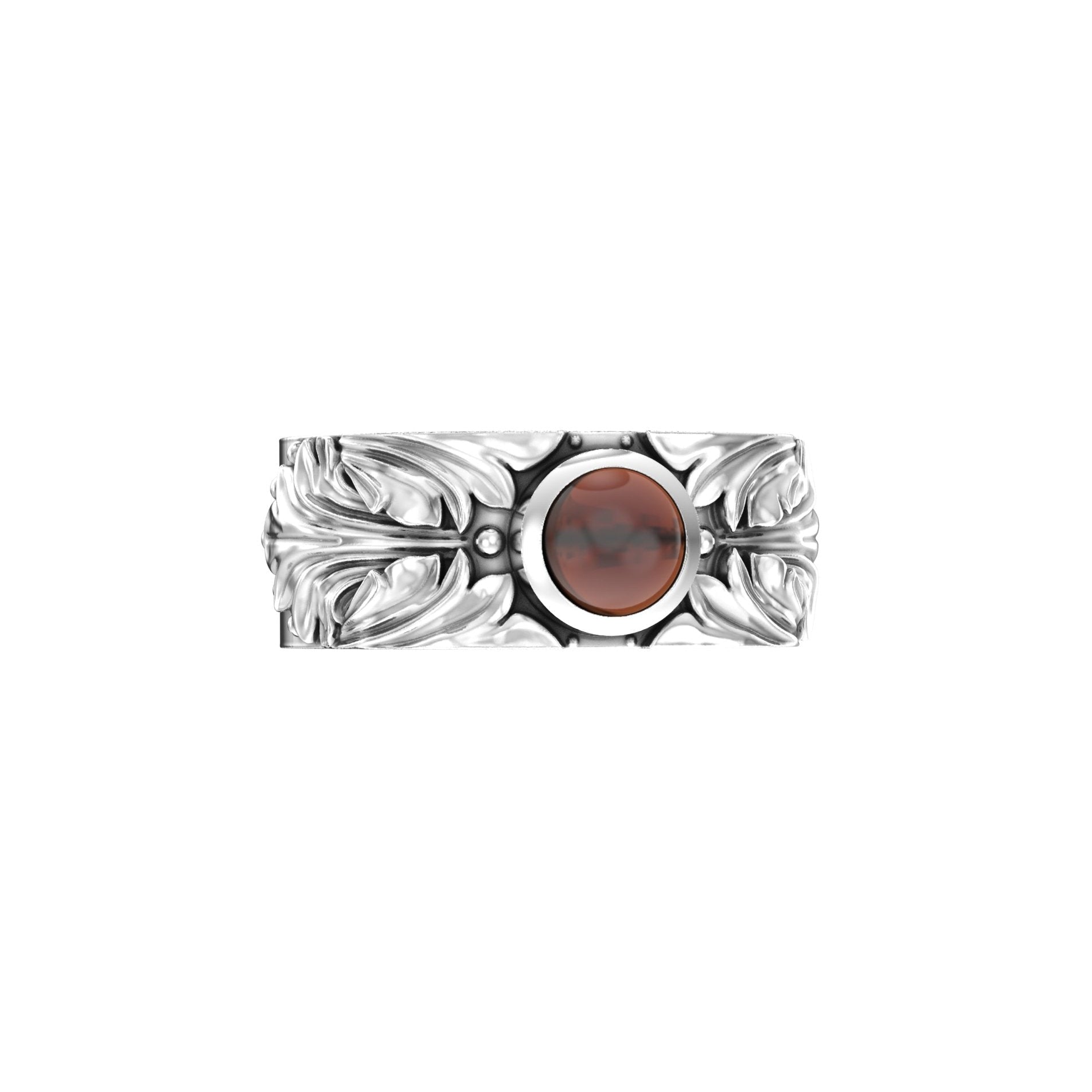 Court Filigree Ring – Garnet Cabochon | Sterling Silver - BeckonJewel