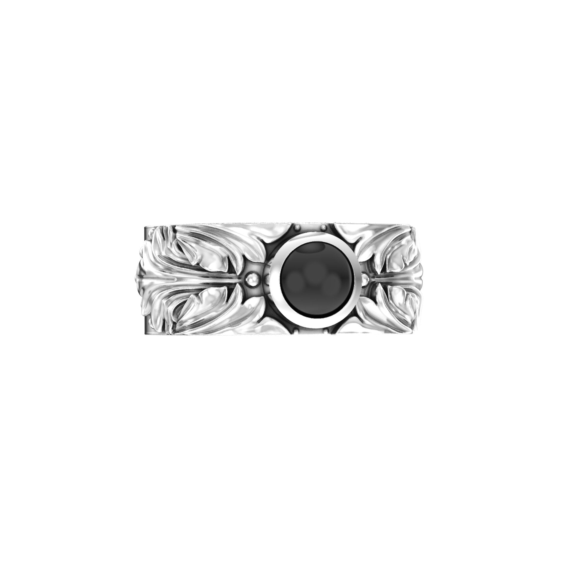 Court Filigree Ring – Onyx Cabochon | Sterling Silver - BeckonJewel