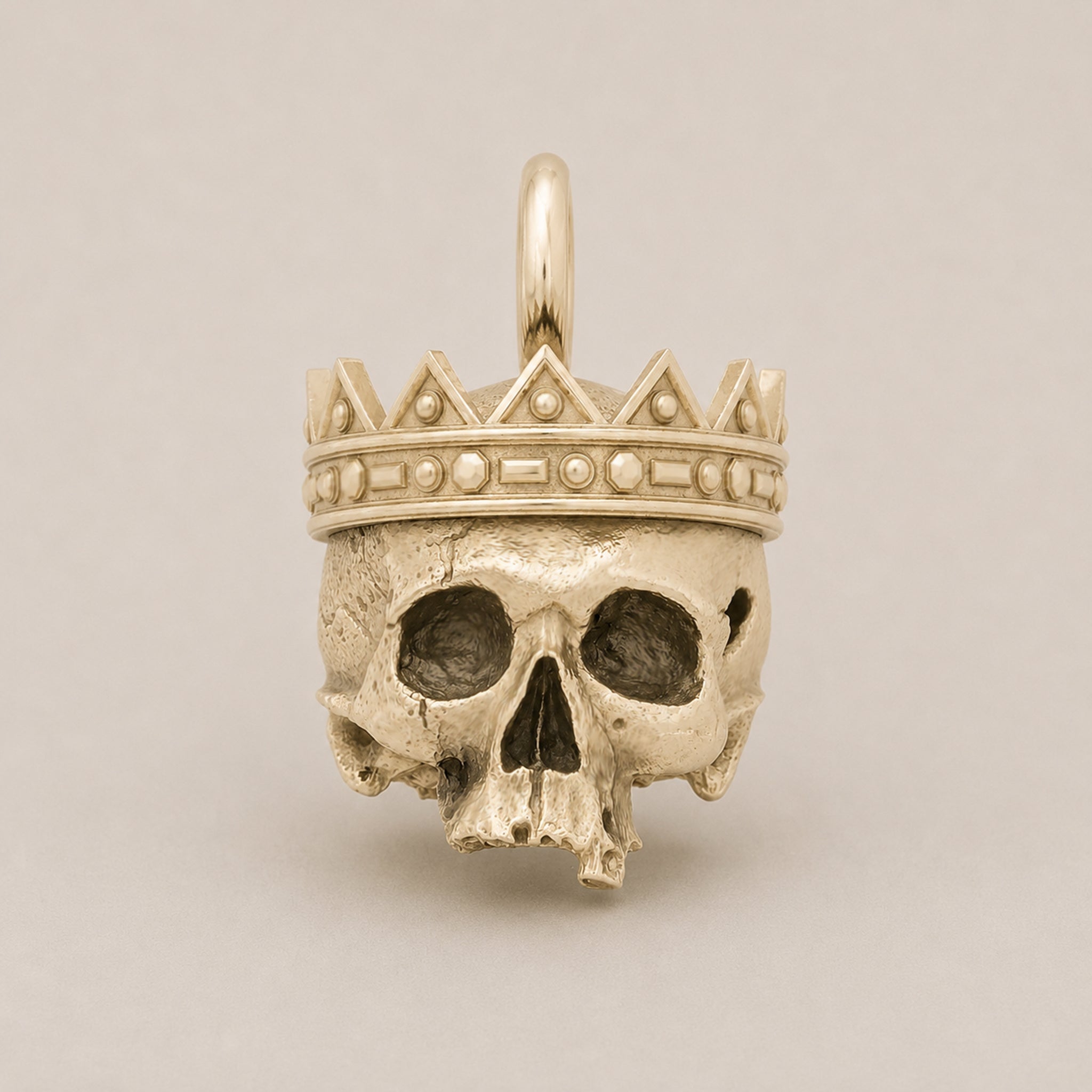 Crowned Skull Pendant | Handcrafted Solid 9ct Yellow Gold - BeckonJewel