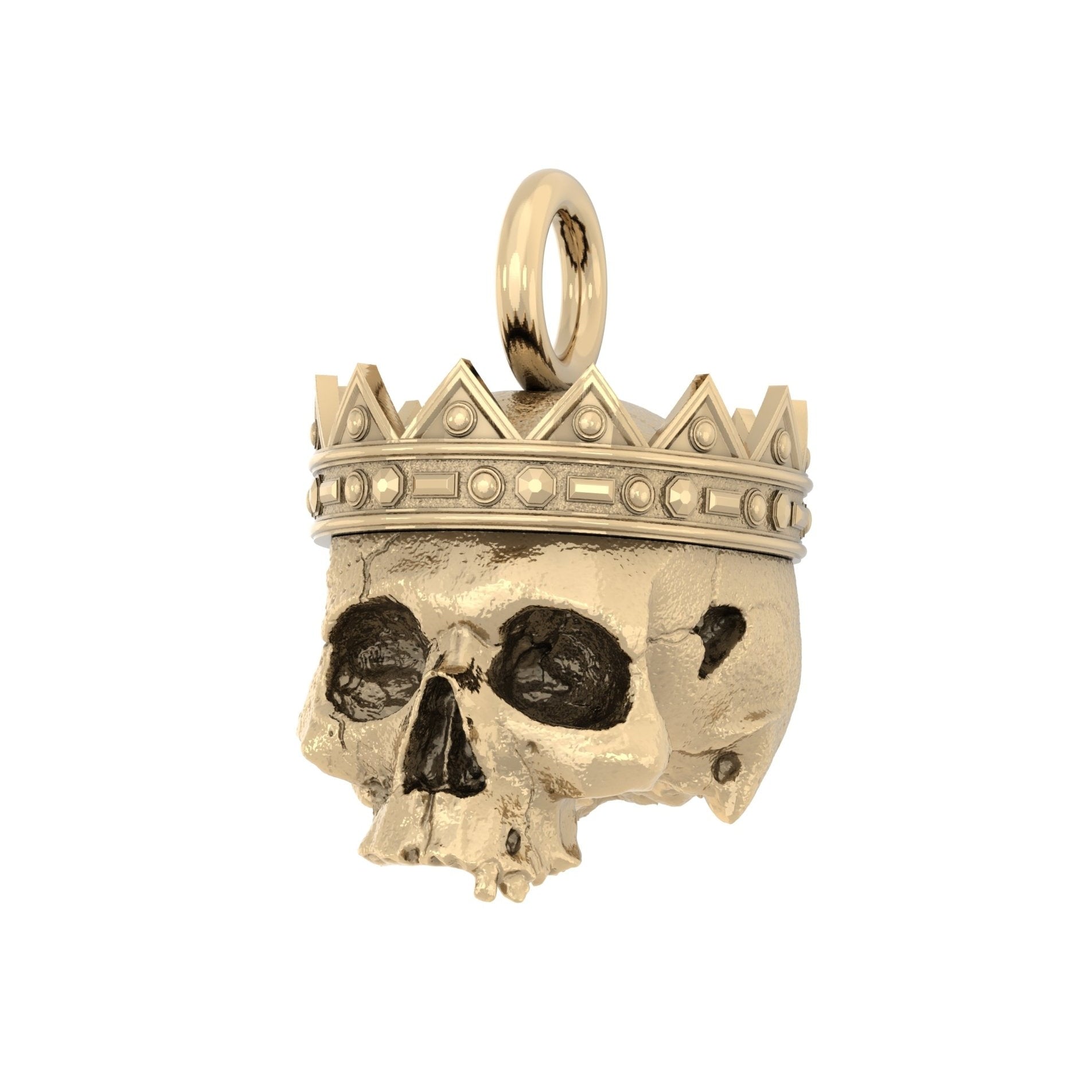 Crowned Skull Pendant | Handcrafted Solid 9ct Yellow Gold - BeckonJewel