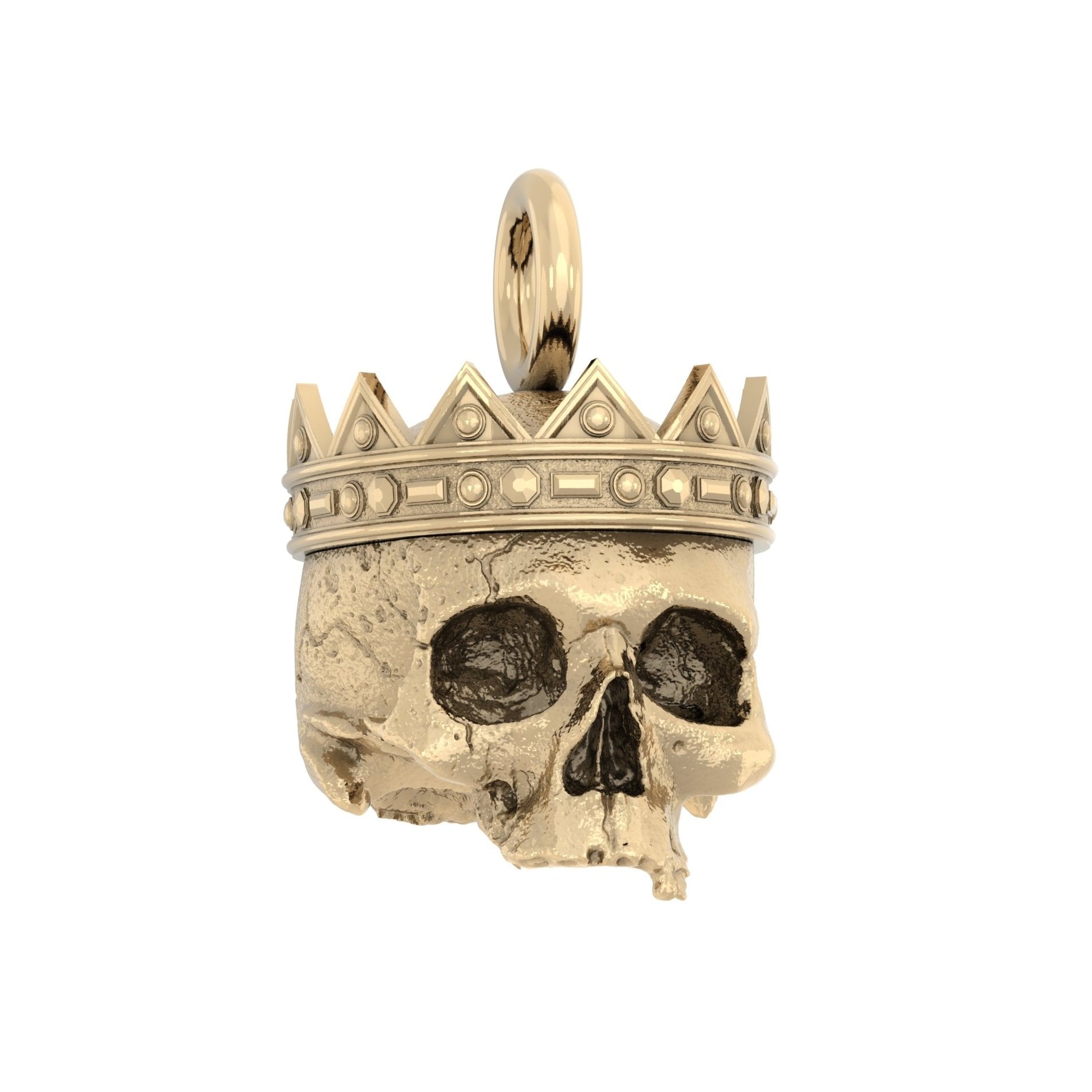 Crowned Skull Pendant | Handcrafted Solid 9ct Yellow Gold - BeckonJewel
