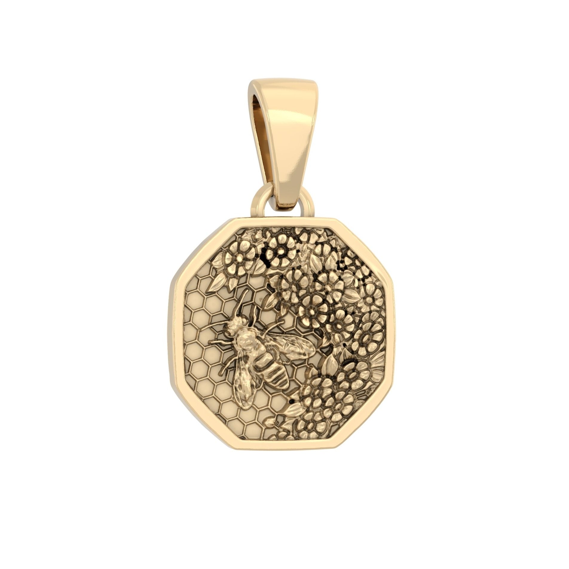 Honeycomb Bee Hex Pendant | Handcrafted 9ct Yellow Gold - BeckonJewel