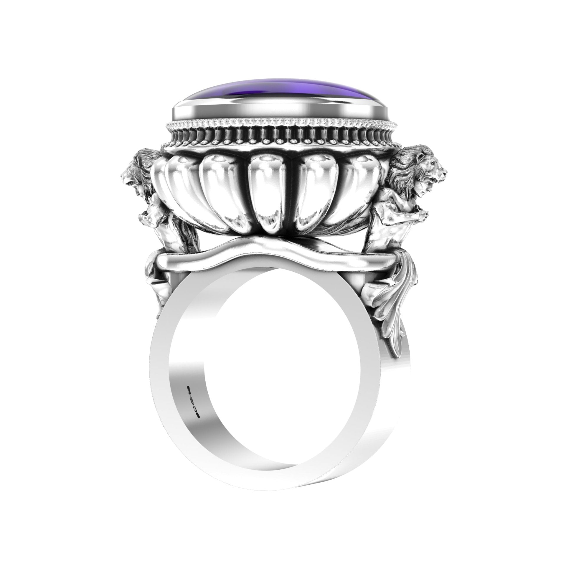 Large Herculean Ring – Cabochon Amethyst | Sterling Silver - BeckonJewel