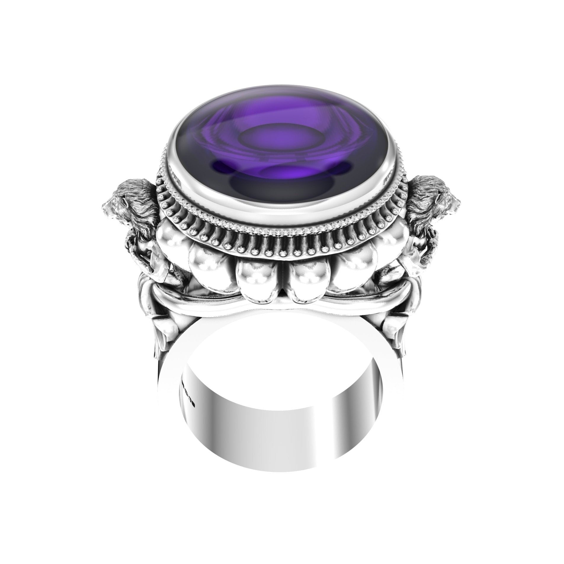 Large Herculean Ring – Cabochon Amethyst | Sterling Silver - BeckonJewel