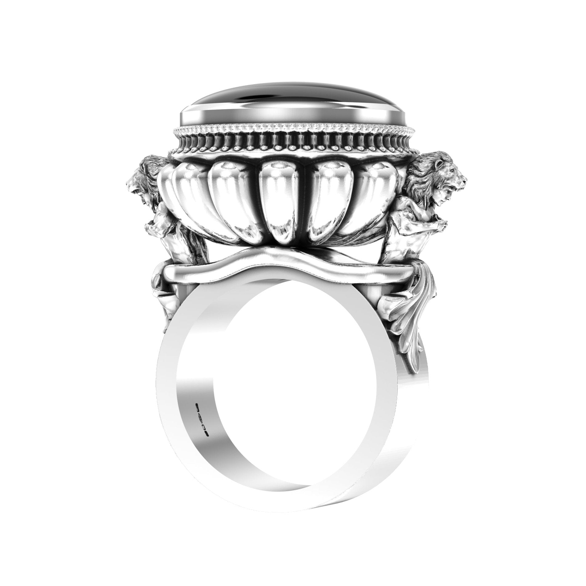 Large Herculean Ring – Cabochon Onyx | Sterling Silver - BeckonJewel