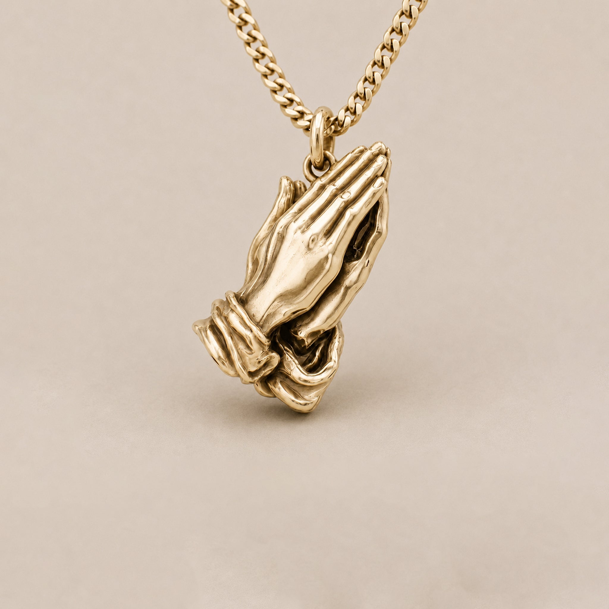 Prayer In Hand Necklace in 9ct Gold – Symbolic Pendant for Strength & Reflection - BeckonJewel