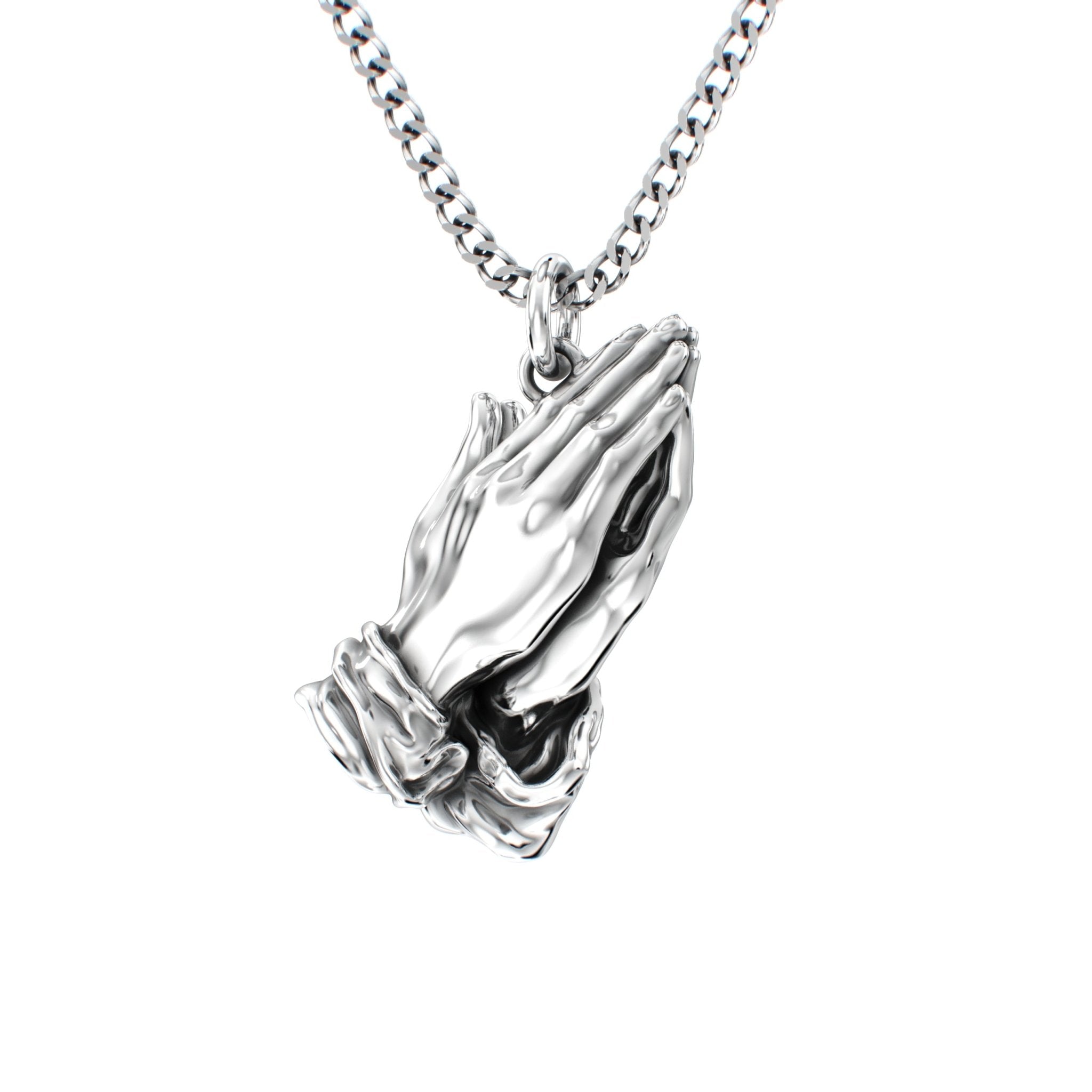 Prayer In Hand Necklace in Sterling Silver – Symbolic Pendant for Strength & Reflection - BeckonJewel