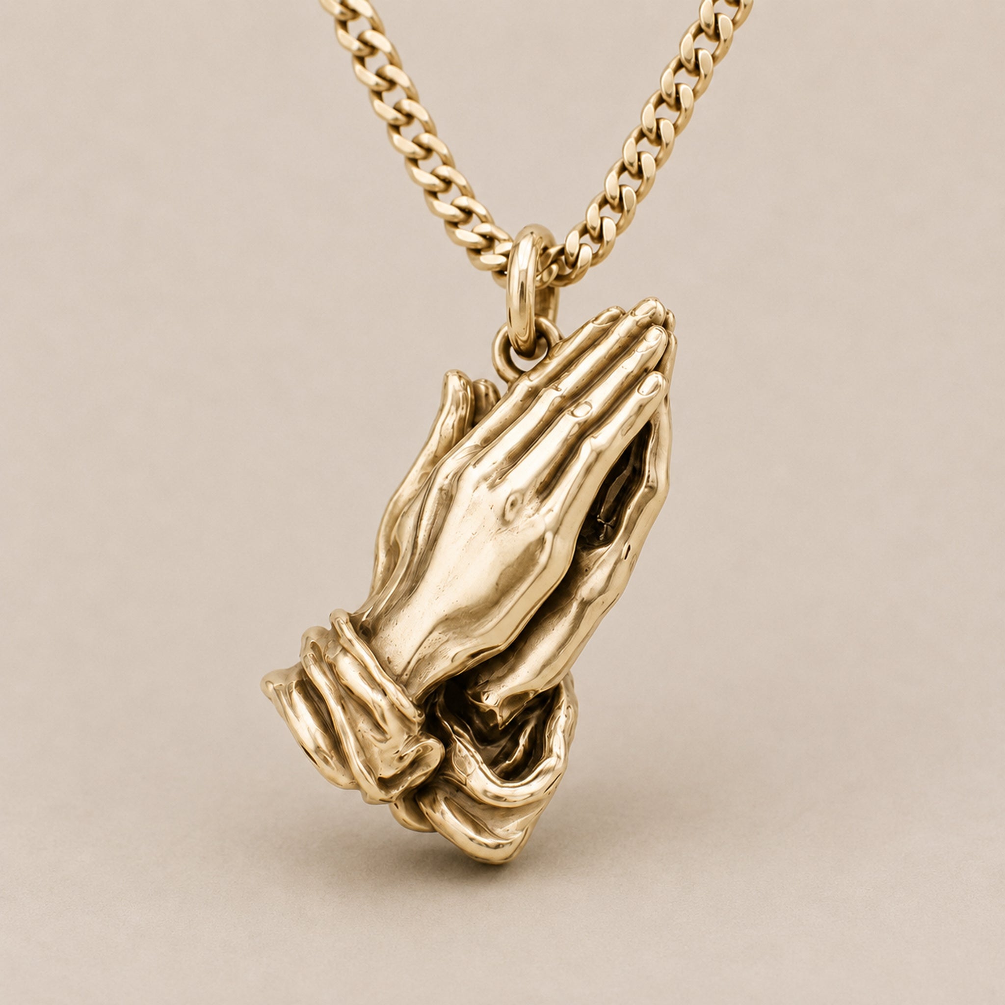 Prayer In Hand Necklace in 9ct Gold – Symbolic Pendant for Strength & Reflection