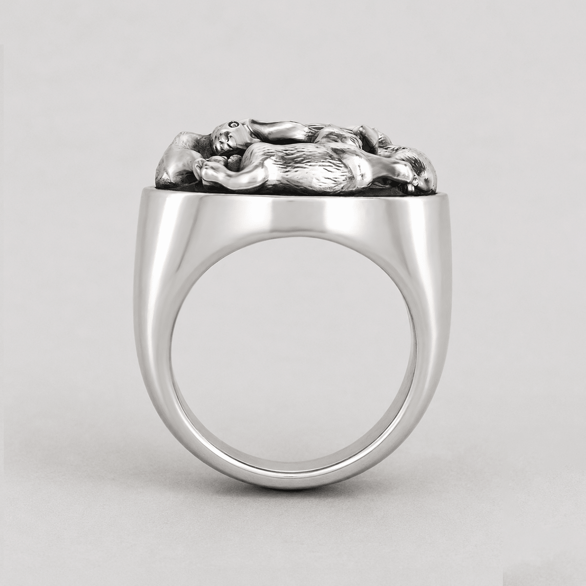 Running Rabbits Spining Ring – Handcrafted Sterling Silver - BeckonJewel