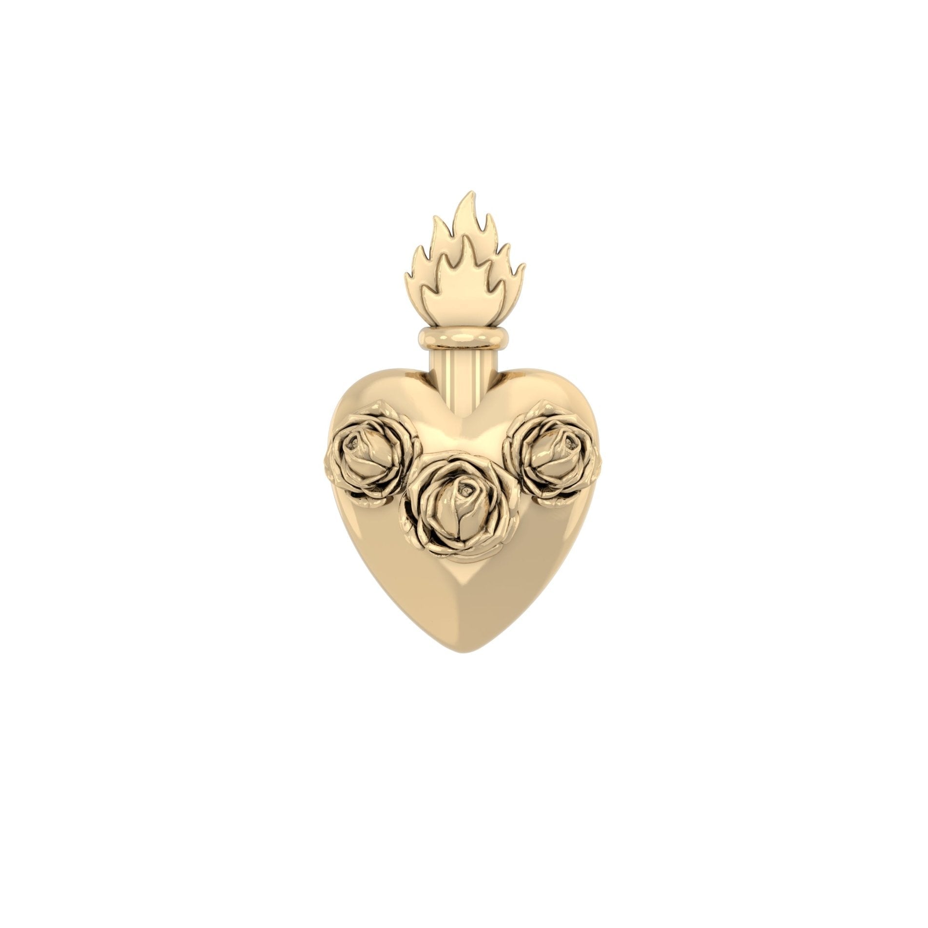 Sacred Heart Rose Pendant | 9ct Yellow Gold - BeckonJewel