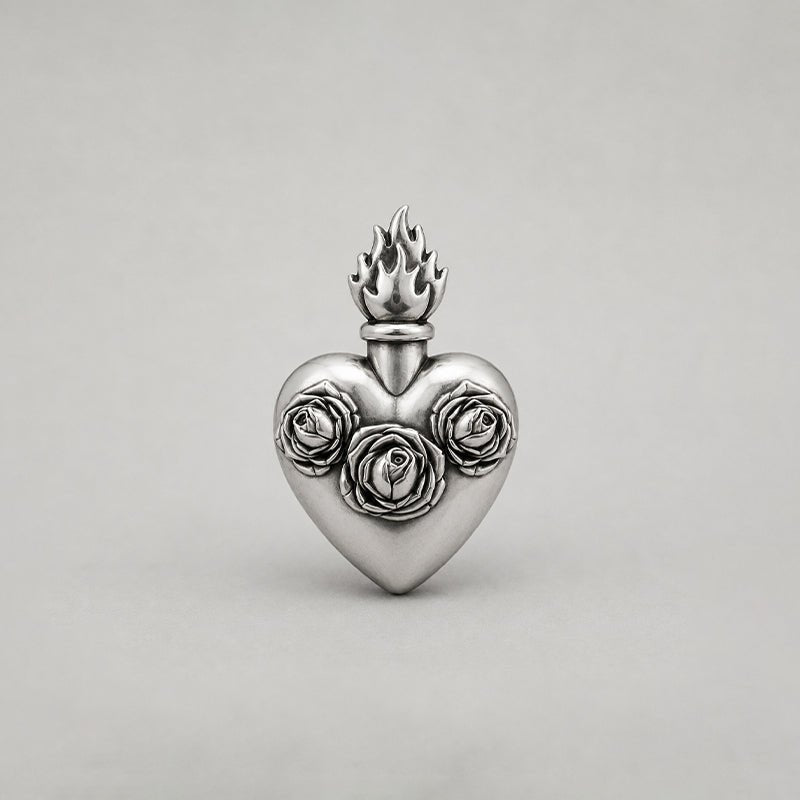 Sacred Heart Rose Pendant | Sterling Silver - BeckonJewel