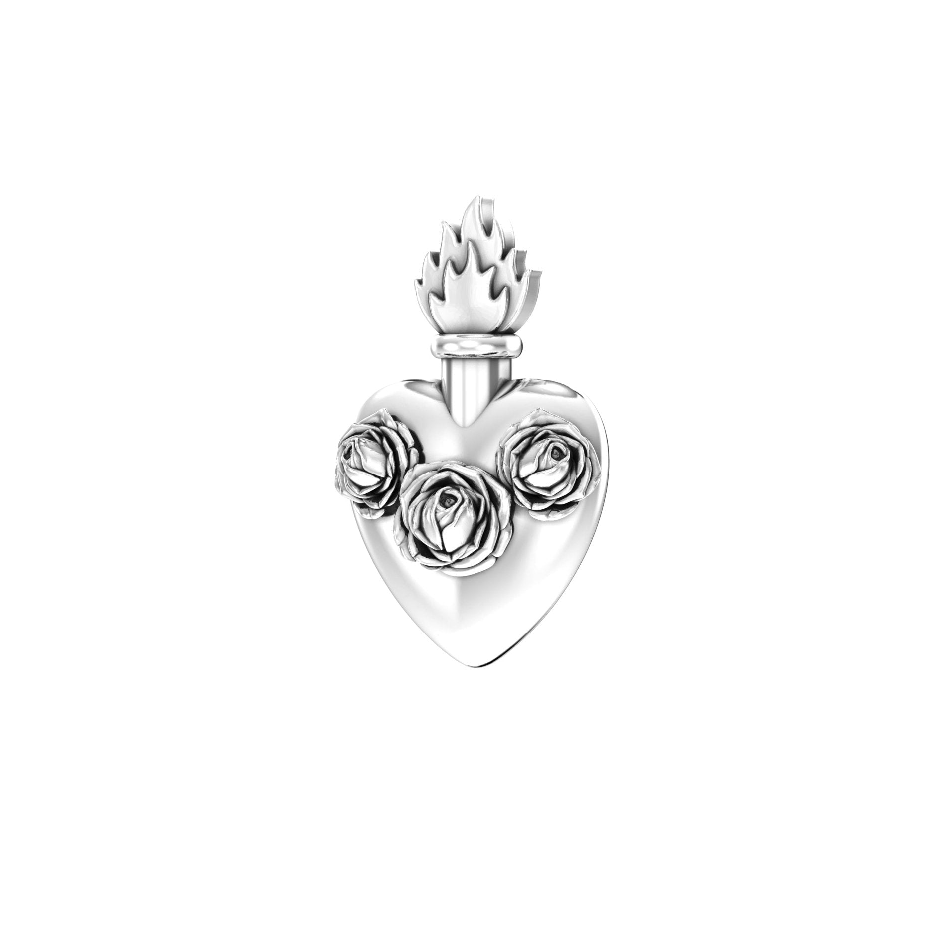 Sacred Heart Rose Pendant | Sterling Silver - BeckonJewel left