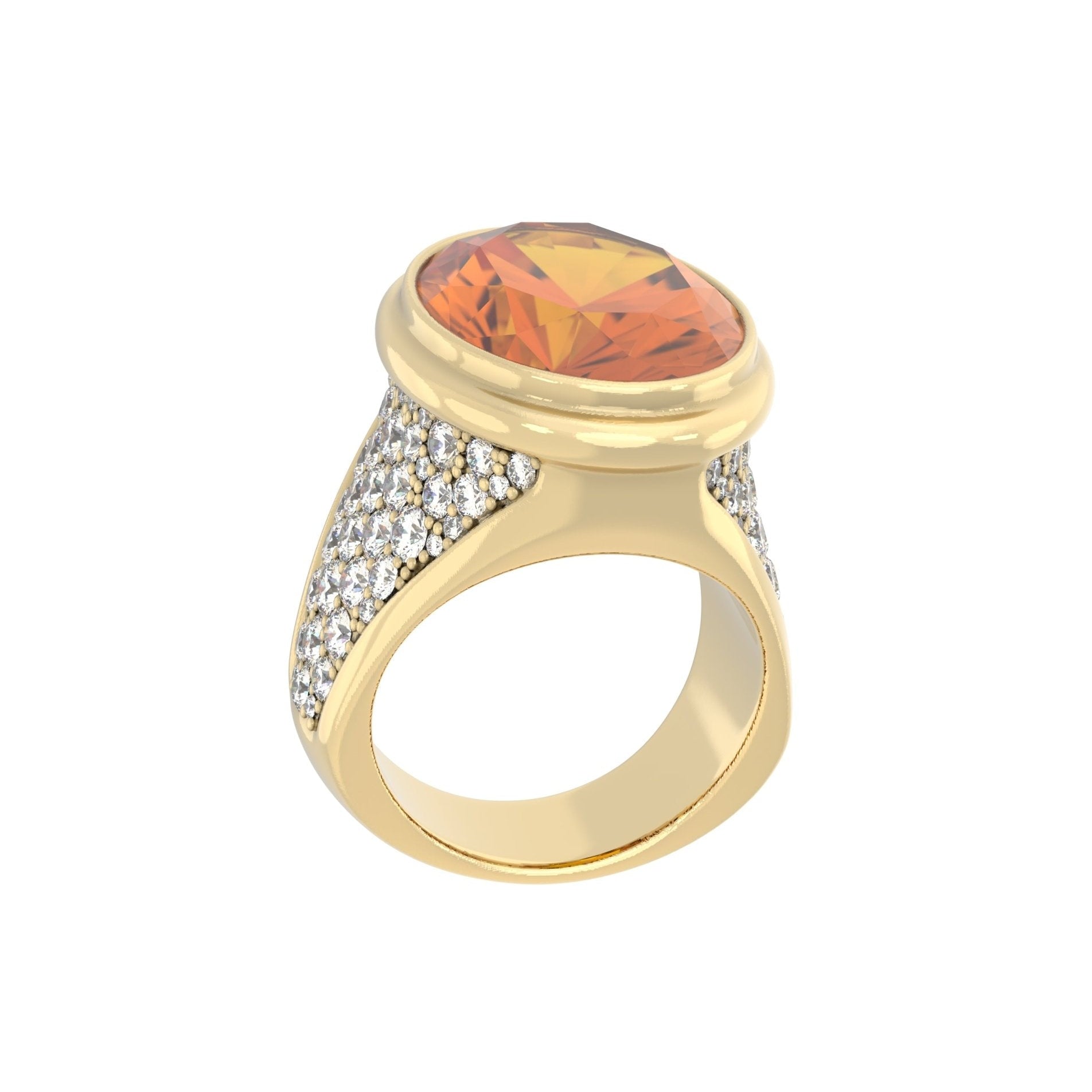 Signature Ring - Handcrafted 9ct Yellow Gold - Citrine & Moissanite - BeckonJewel