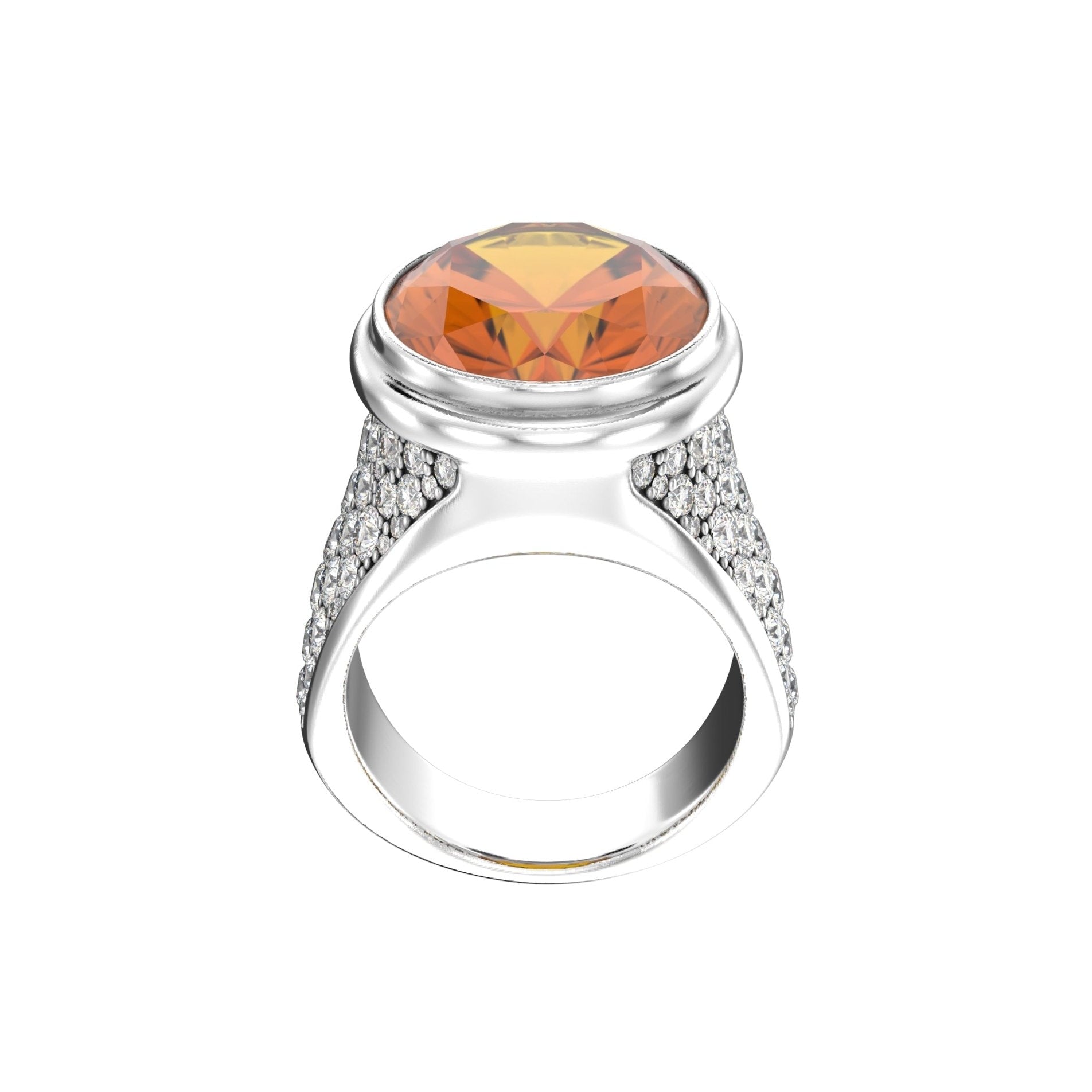 Signature Ring - Handcrafted Sterling Silver - Citrine & Moissanite - BeckonJewel