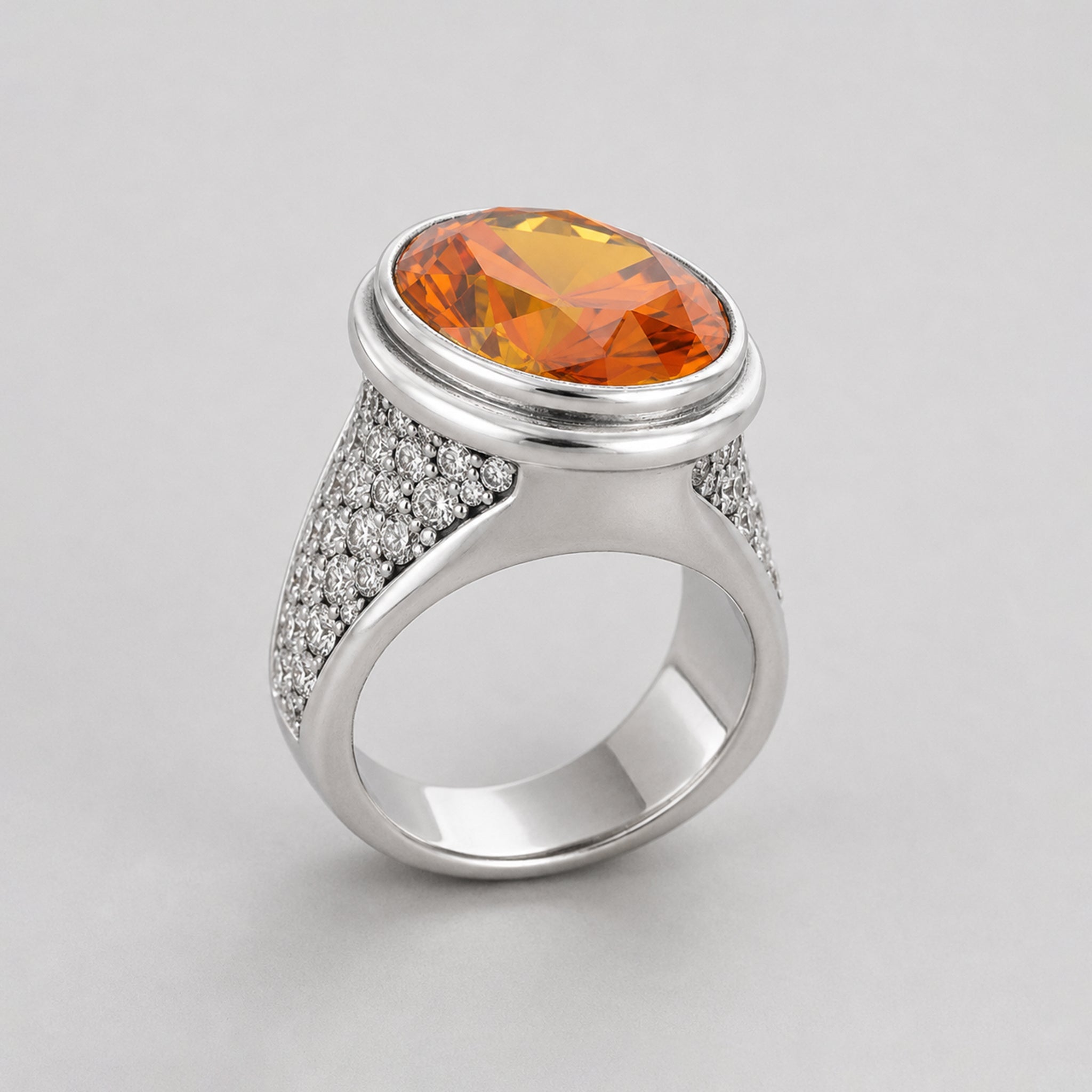 Signature Ring - Handcrafted Sterling Silver - Citrine & Moissanite - BeckonJewel