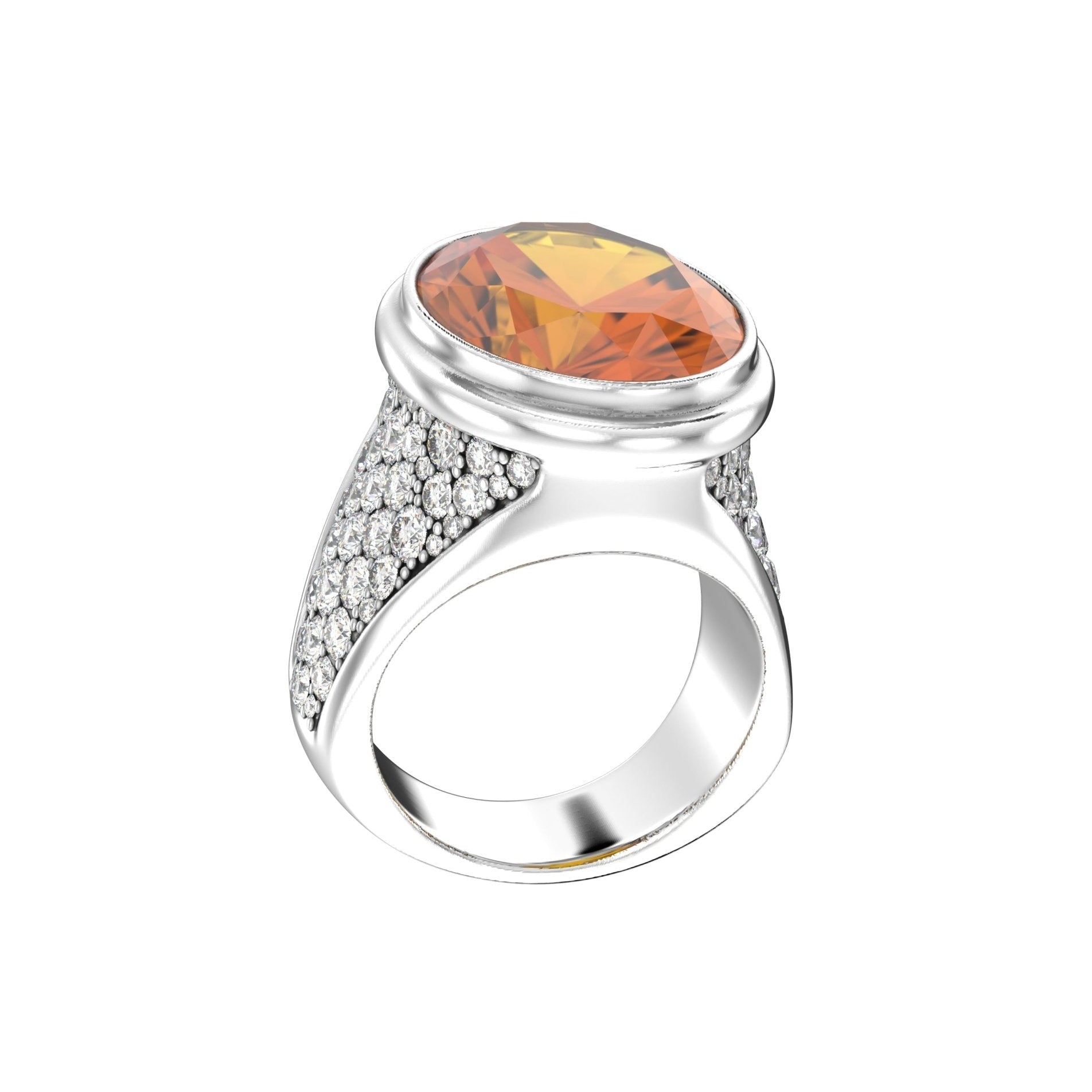 Signature Ring - Handcrafted Sterling Silver - Citrine & Moissanite - BeckonJewel