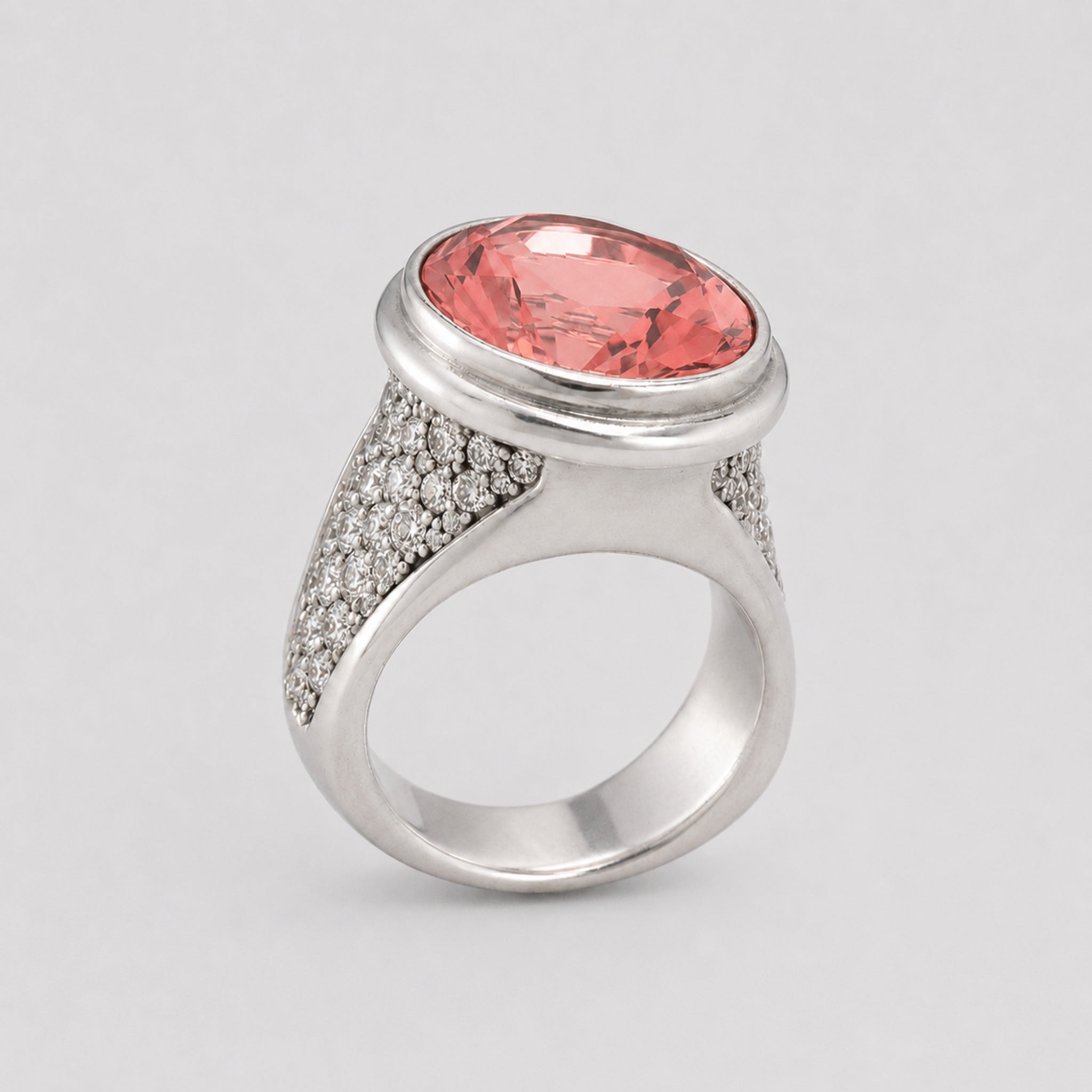 Signature Ring - Handcrafted Sterling Silver - Rose Quartz & Moissanite - BeckonJewel
