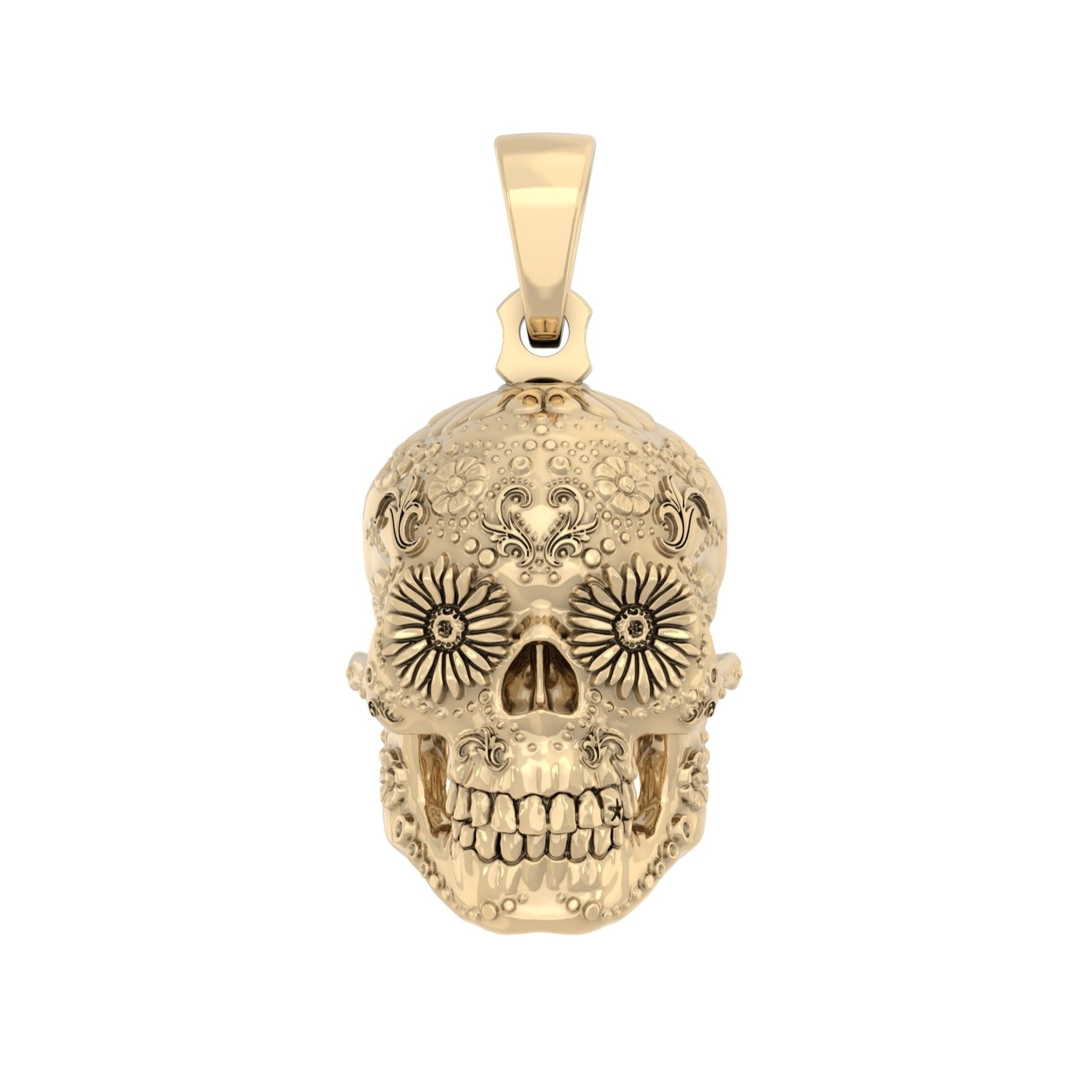 Sugar Skull Pendant – Handcrafted 9ct Yellow Gold - BeckonJewel
