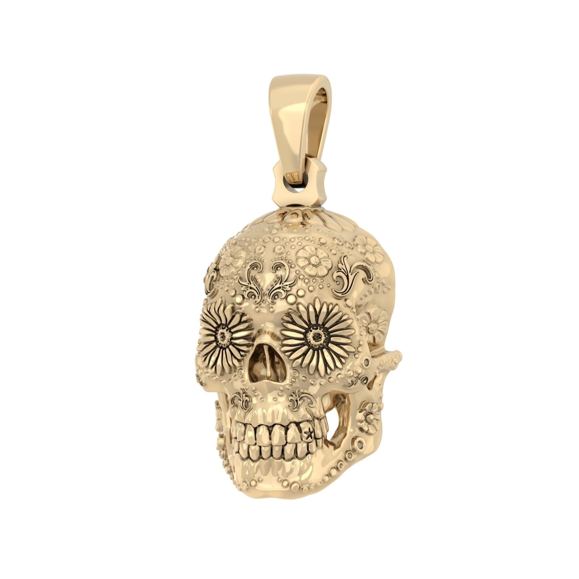 Sugar Skull Pendant – Handcrafted 9ct Yellow Gold - BeckonJewel