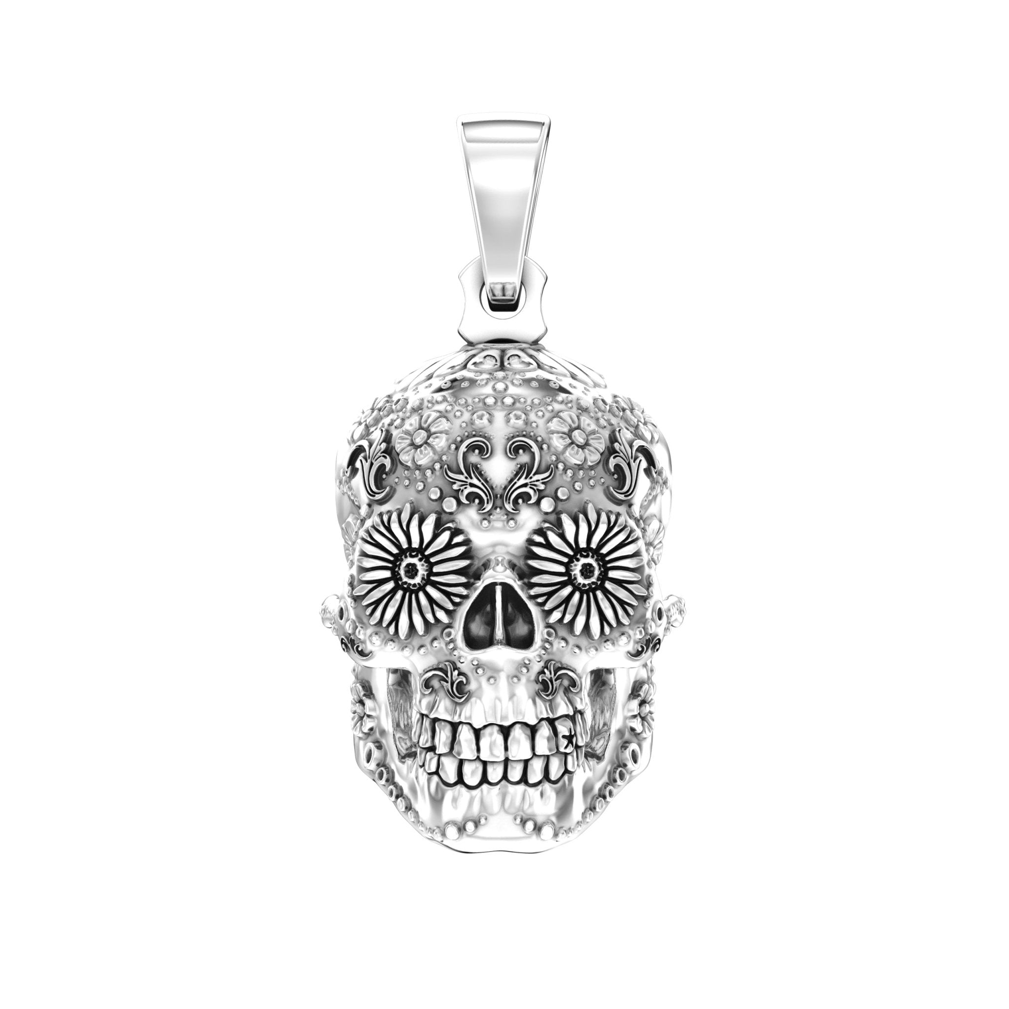 Sugar Skull Pendant – Handcrafted Sterling Silver - BeckonJewel