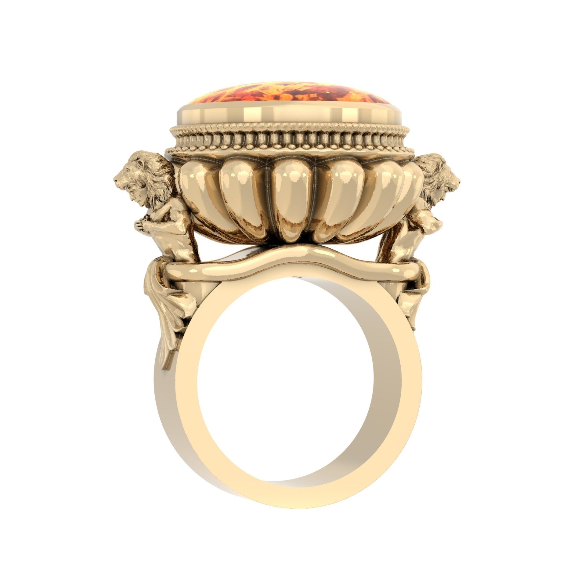 The Herculean Ring in 9ct Gold with Amber – Strength in Sculpted Form - BeckonJewel