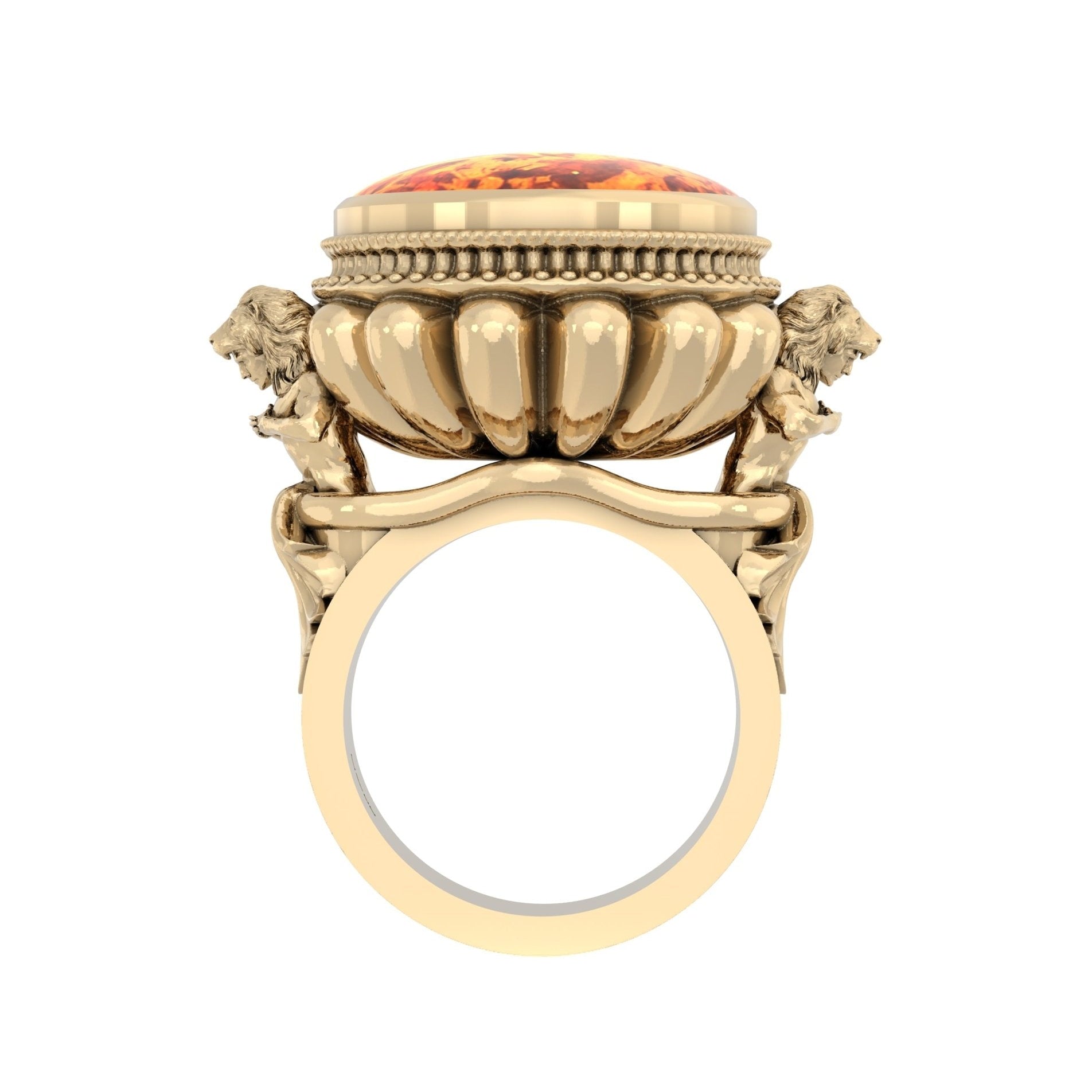 The Herculean Ring in 9ct Gold with Amber – Strength in Sculpted Form - BeckonJewel