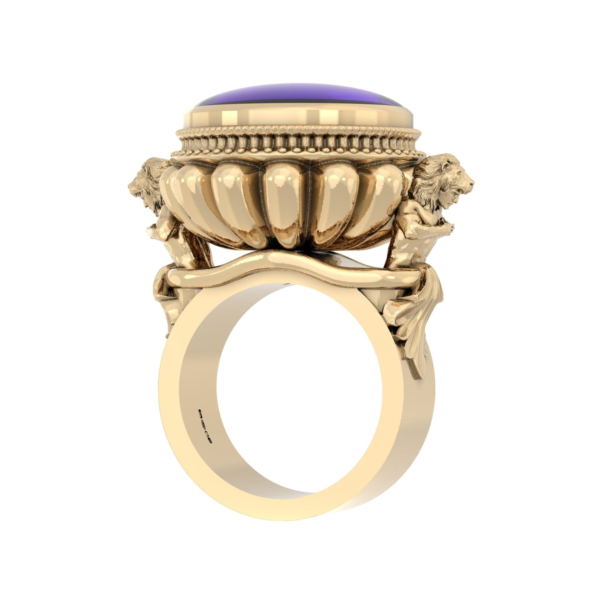 The Herculean Ring in 9ct Gold with Amethyst – Strength in Sculpted Form - BeckonJewel