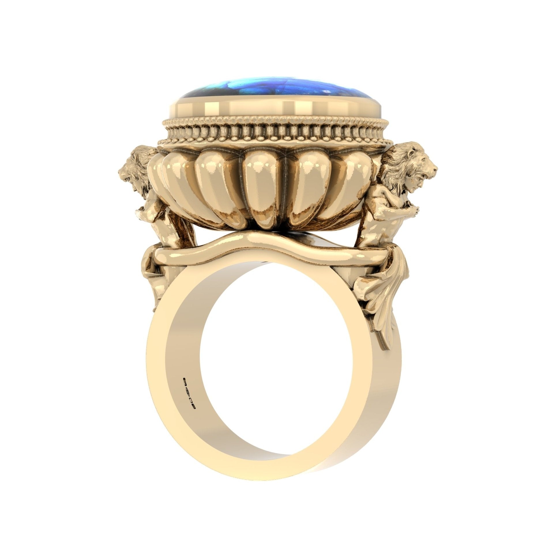 The Herculean Ring in 9ct Gold with Labradorite – Strength in Sculpted Form - BeckonJewel