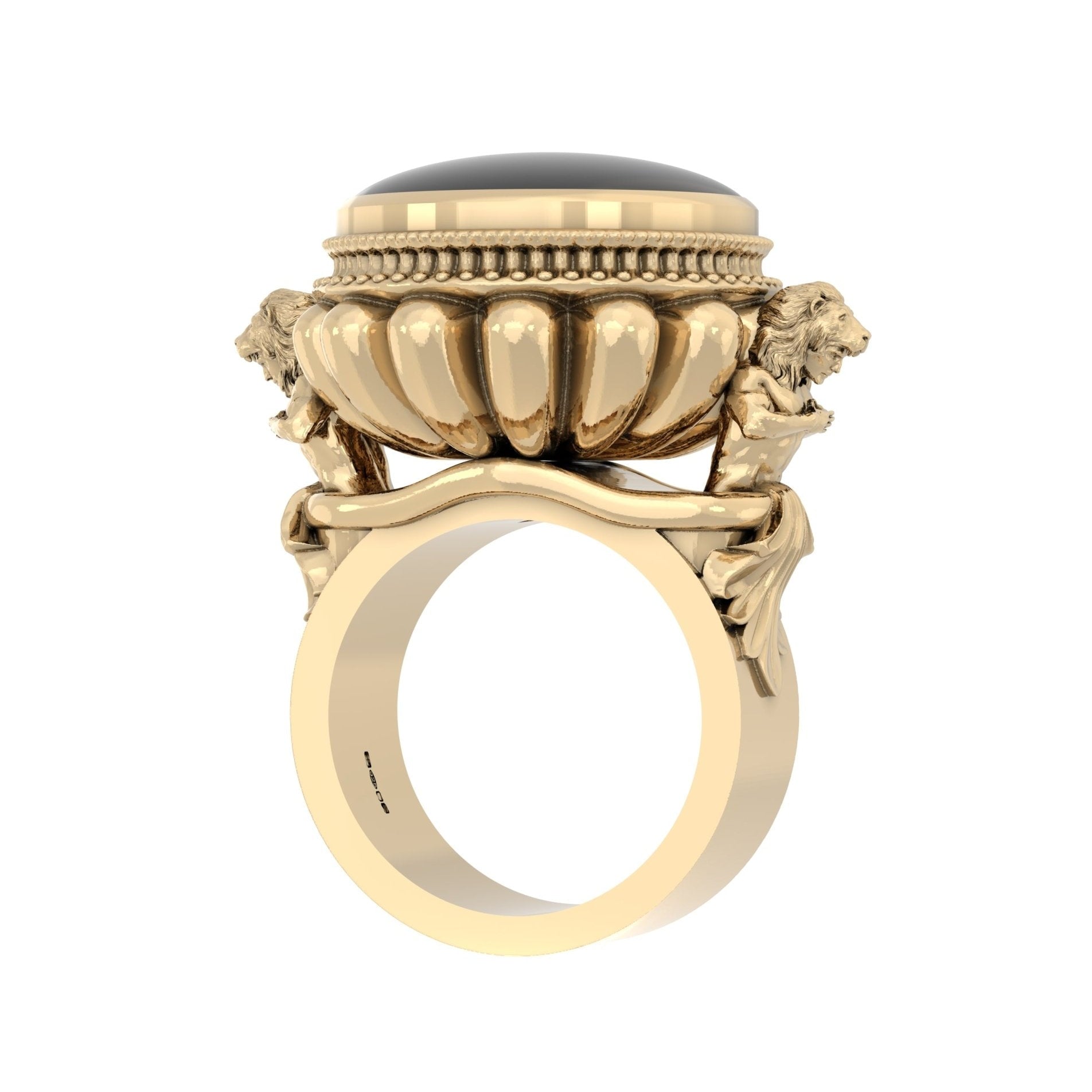 The Herculean Ring in 9ct Gold with Onyx – Sculptural Statement of Strength - Large - BeckonJewel