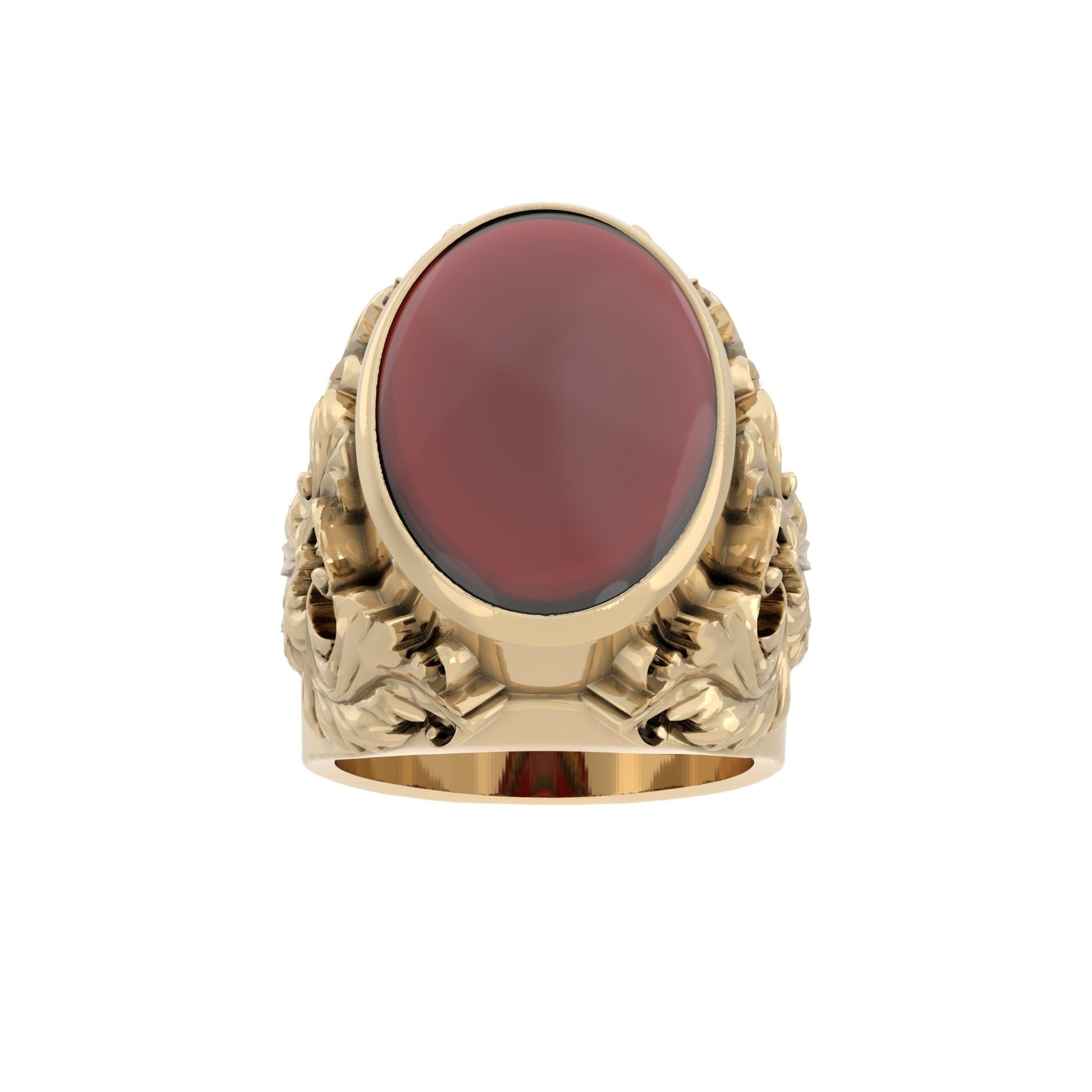 Victorian Filigree Ring – Garnet | Handcrafted 9ct Yellow Gold - BeckonJewel