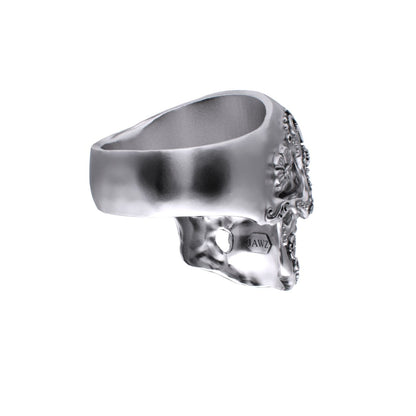 925 Silver Sugar Skull Ring - Small - Mexican Day of the Dead Floral Skull Jewellery