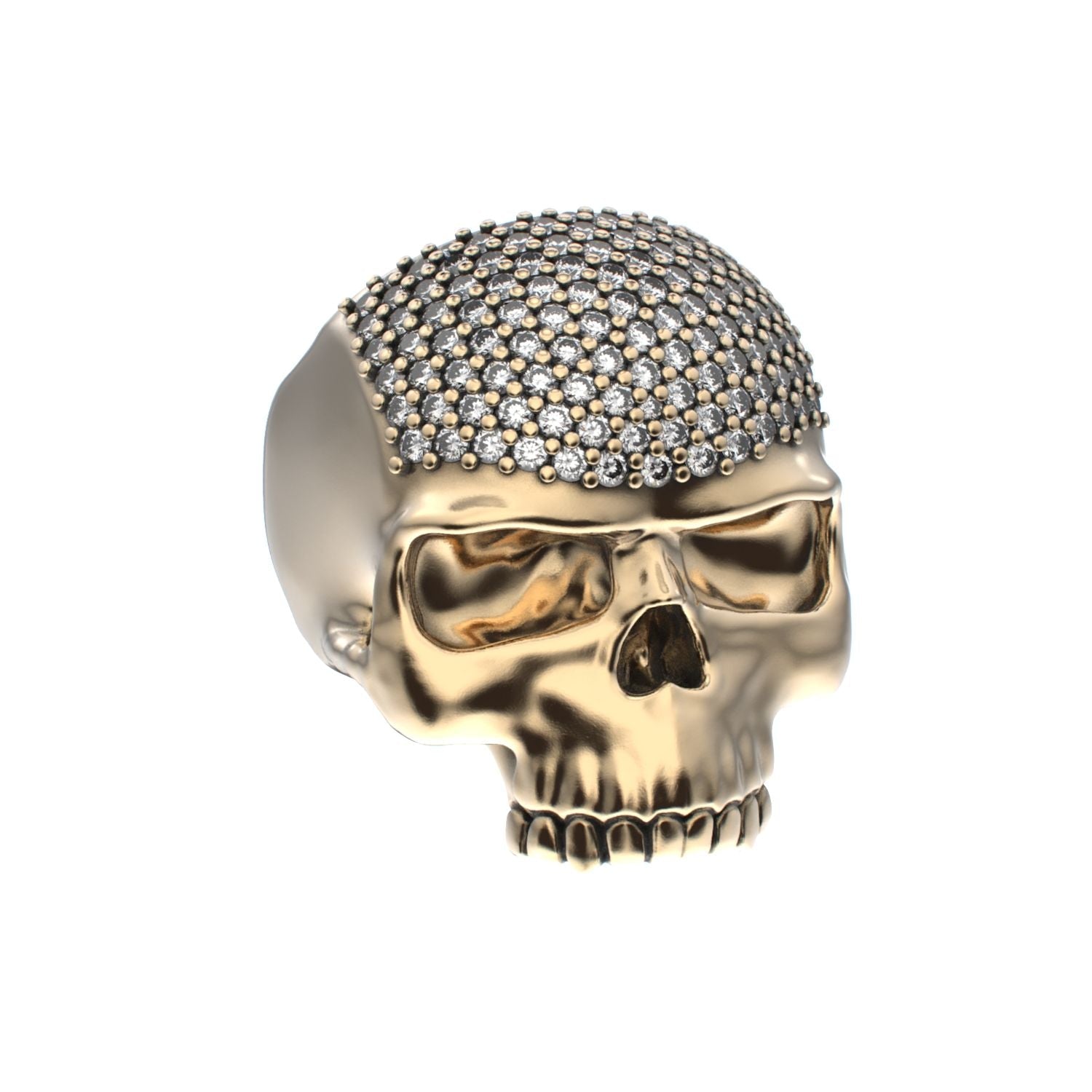 Antrax Pavè Skull Ring - Diamond - 9ct Gold - BeckonJewel