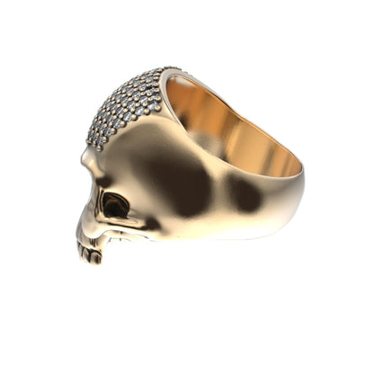 Antrax Pavè Skull Ring - Diamond - 9ct Gold - BeckonJewel