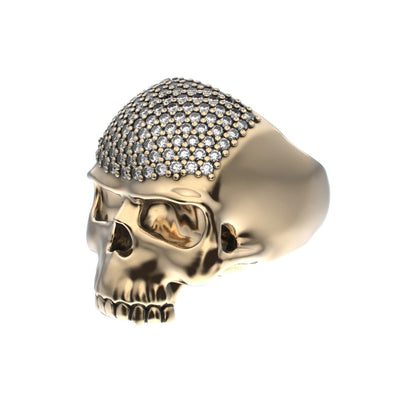 Antrax Pavè Skull Ring - Diamond - 9ct Gold - BeckonJewel