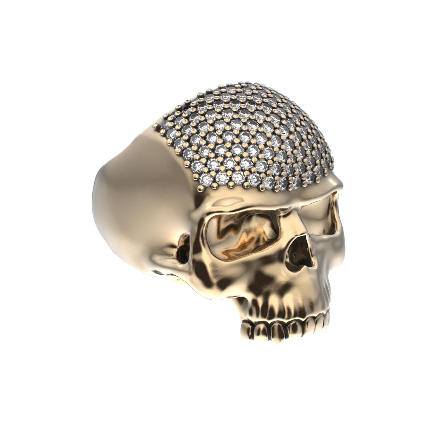 Antrax Pavè Skull Ring - Diamond - 9ct Gold - BeckonJewel