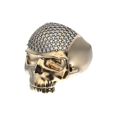 Antrax Pavè Skull Ring - Diamond - 9ct Gold - BeckonJewel