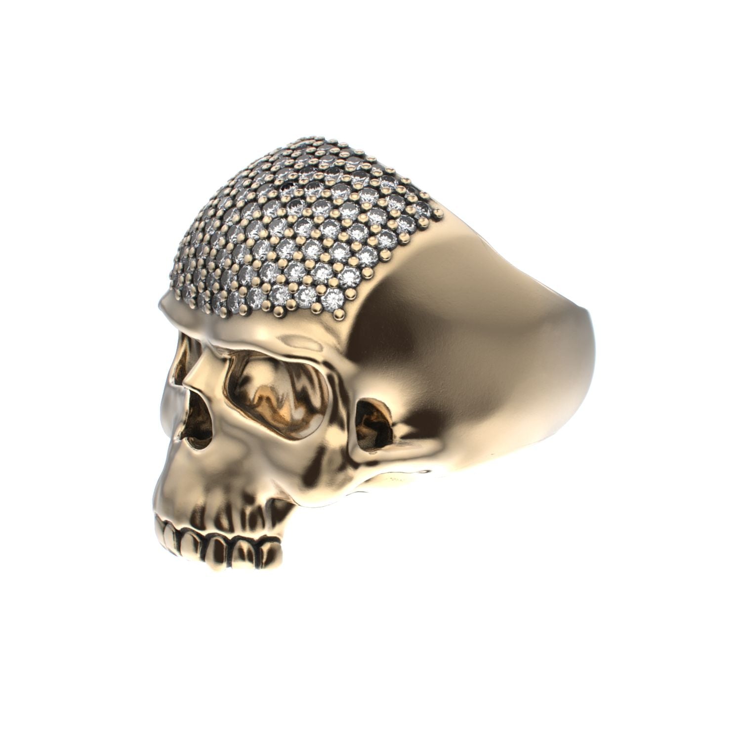 Antrax Pavè Skull Ring - Diamond - 9ct Gold - BeckonJewel