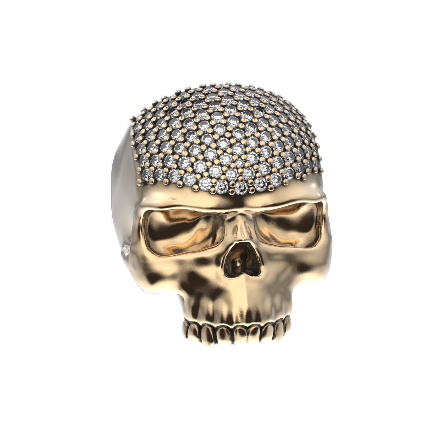 Antrax Pavè Skull Ring - Diamond - 9ct Gold - BeckonJewel