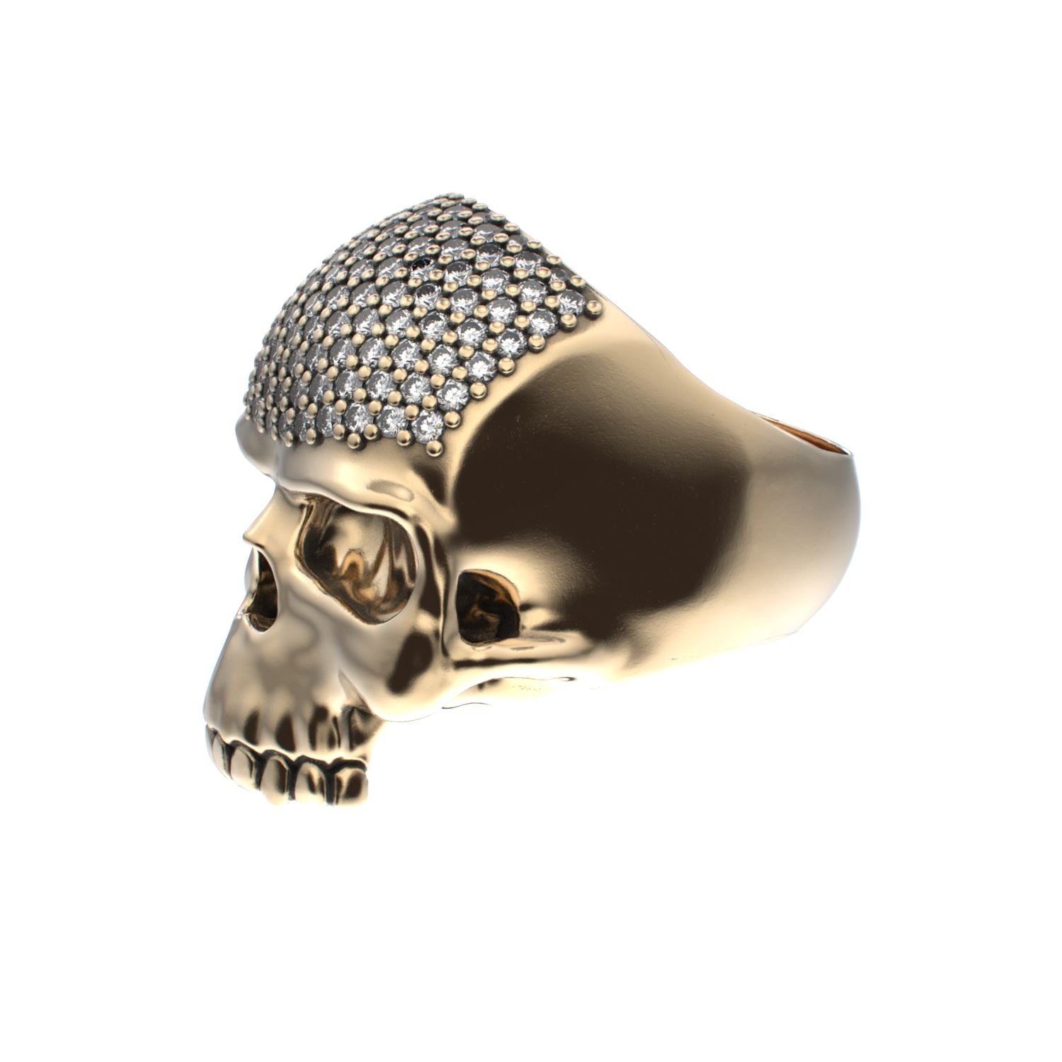 Antrax Pavè Skull Ring - Diamond - 9ct Gold - BeckonJewel