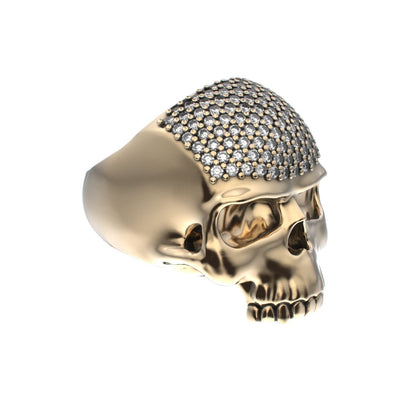 Antrax Pavè Skull Ring - Diamond - 9ct Gold - BeckonJewel