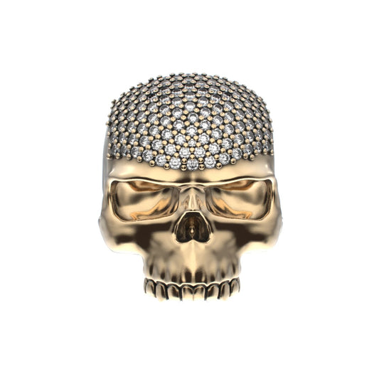 Antrax Pavè Skull Ring - Diamond - 9ct Gold - BeckonJewel