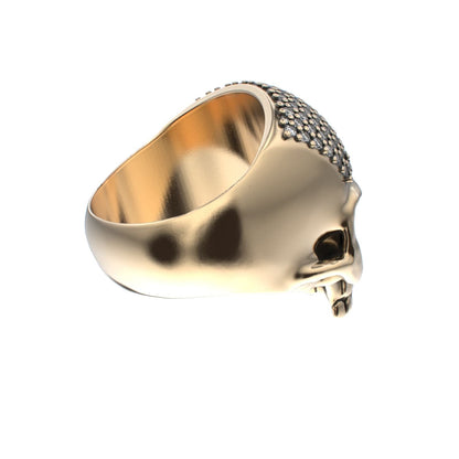 Antrax Pavè Skull Ring - Diamond - 9ct Gold - BeckonJewel