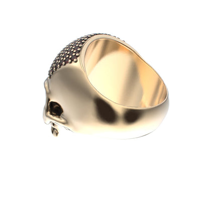 Antrax Pavè Skull Ring - Garnet - 9ct Gold - BeckonJewel