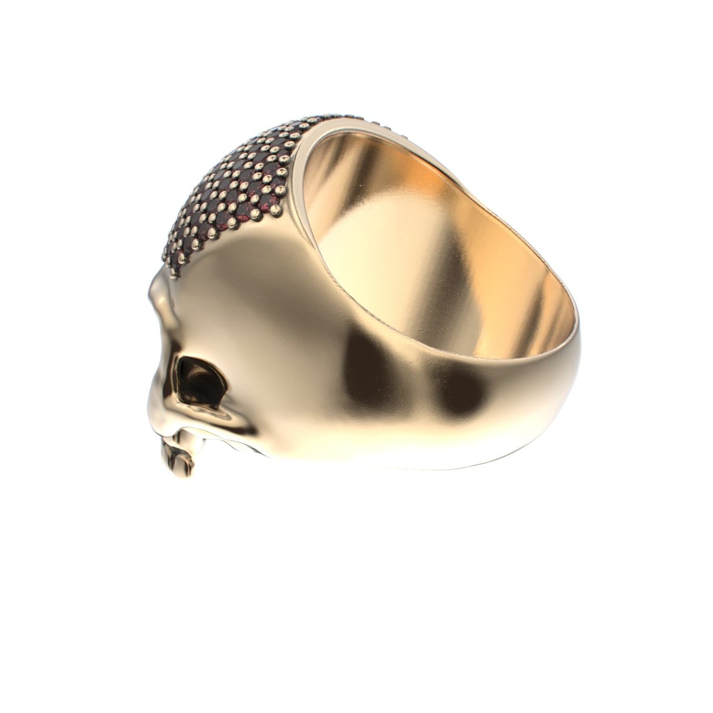 Antrax Pavè Skull Ring - Garnet - 9ct Gold - BeckonJewel